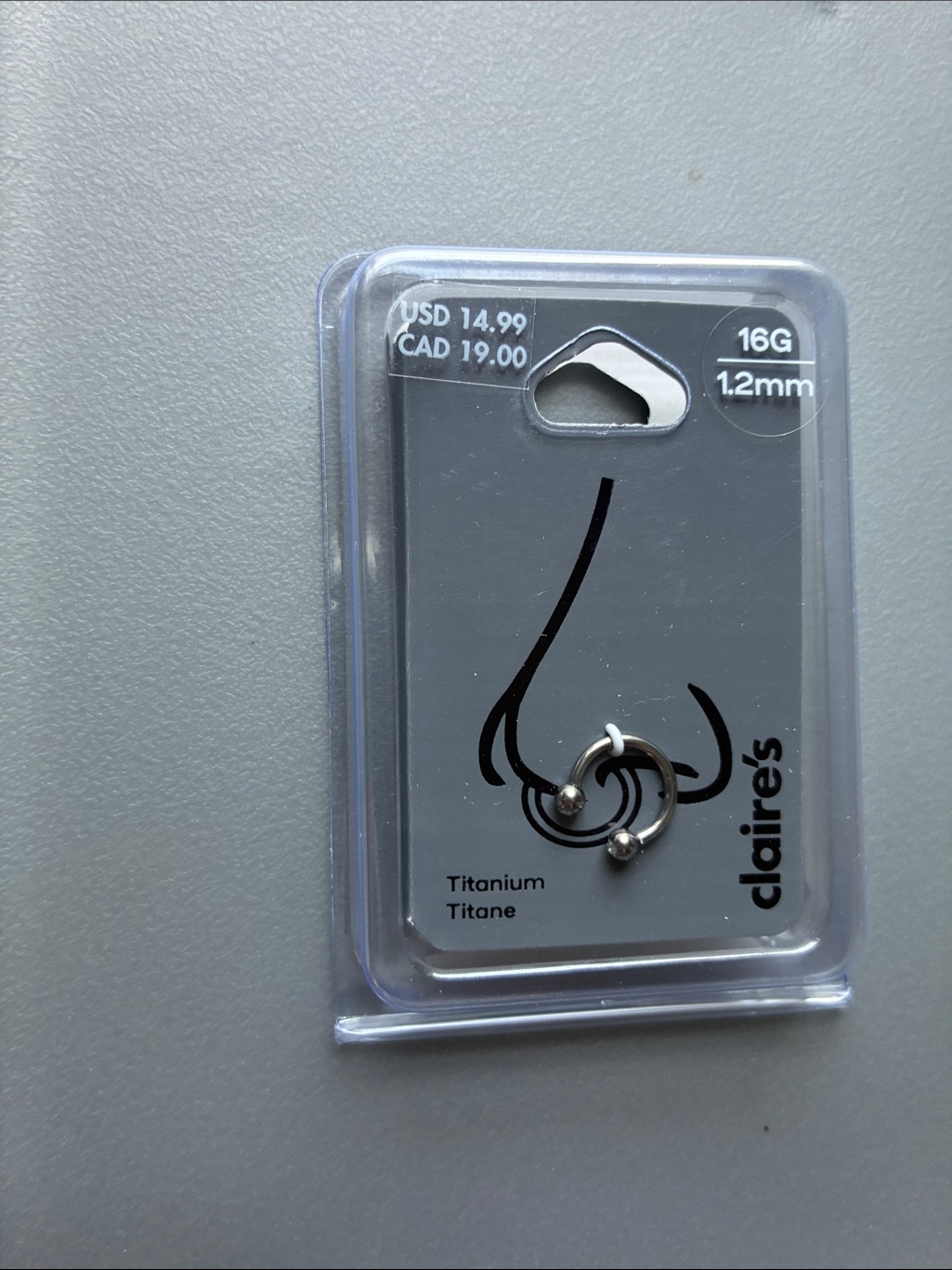 Claires Titanium 16g Captive Bead Nose Rings  Silver